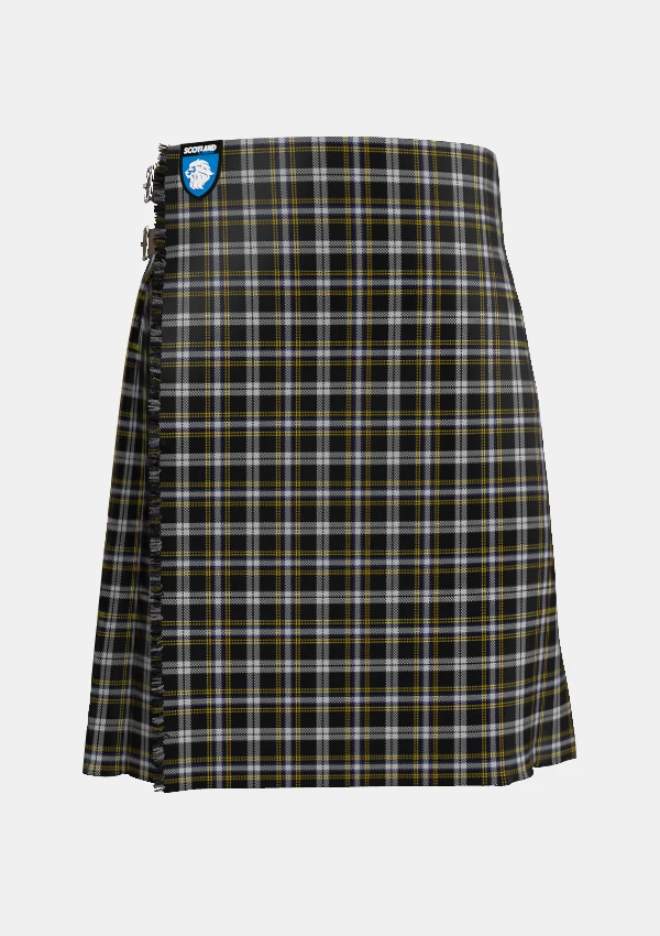 Traditional_Newcastle_Tartan_kilt_3984_front_image_with_pleated_design_and_adjustable_buckles_for_men