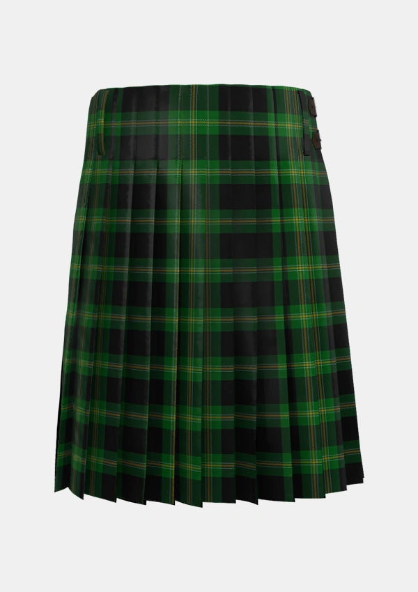 Traditional_Perry_Hunting_Green_Personal_Tartan_1119_kilt_back_image_with_pleated_design_and_adjustable_buckles_for_men