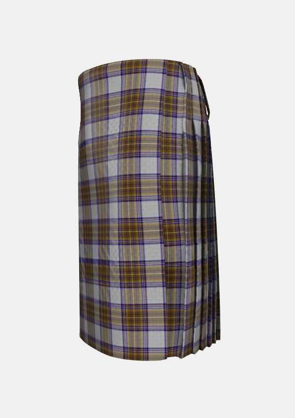 Traditional_Renfrew_Tartan_kilt_left_image_with_pleated_design_and_adjustable_buckles_for_men