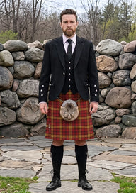 Traditional_Rourke-Frew_Tartan_10819_Kilt_and_Argyle_Jacket_Kilt_Outfit_front_image