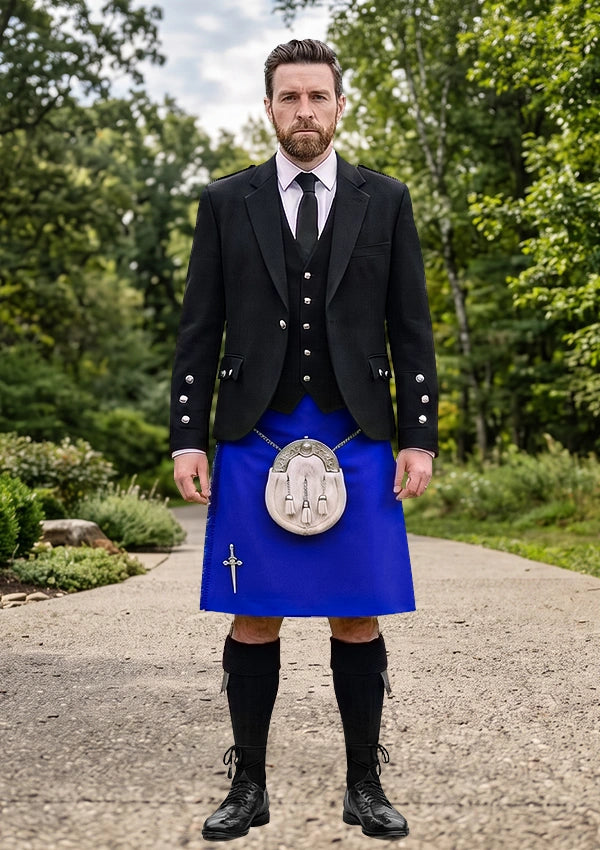Traditional_Royal_Blue_Tartan_Kilt_and_Argyle_Jacket_Kilt_Outfit_front_image