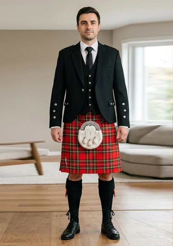 Traditional_Royal_Stewart_Tartan_Kilt_and_Argyle_Jacket_Kilt_Outfit_front_image
