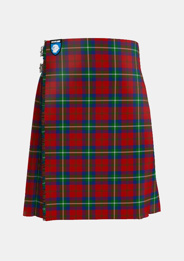 Traditional_Ruthven_Tartan_kilt_1521_front_image_with_pleated_design_and_adjustable_buckles_for_men