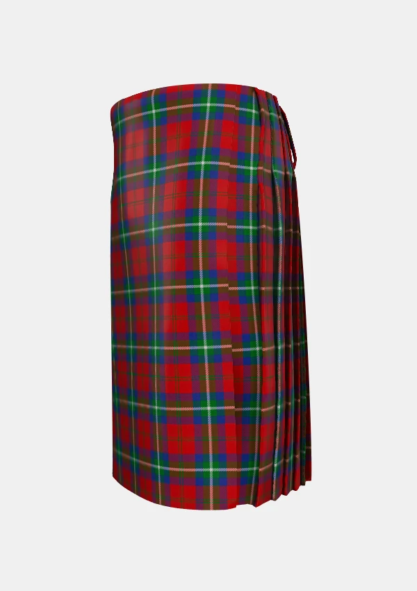 Traditional_Ruthven_Tartan_kilt_1521_left_image_with_pleated_design_and_adjustable_buckles_for_men