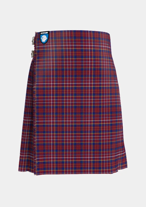 Traditional_Ruxton_Hunting_Tartan_2379_kilt_front_image_with_pleated_design_and_adjustable_buckles_for_men