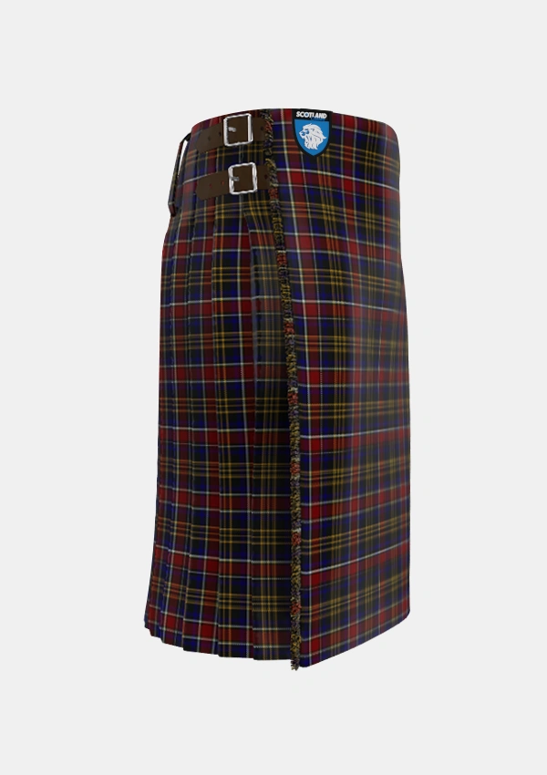 Traditional_Ruxton_Tartan_2378_kilt_right_image_with_pleated_design_and_adjustable_buckles_for_men