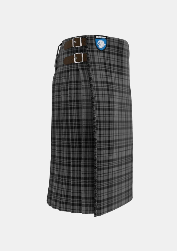 Traditional_Scott_Black_and_Grey_Tartan_kilt_1287_right_image_with_pleated_design_and_adjustable_buckles_for_men