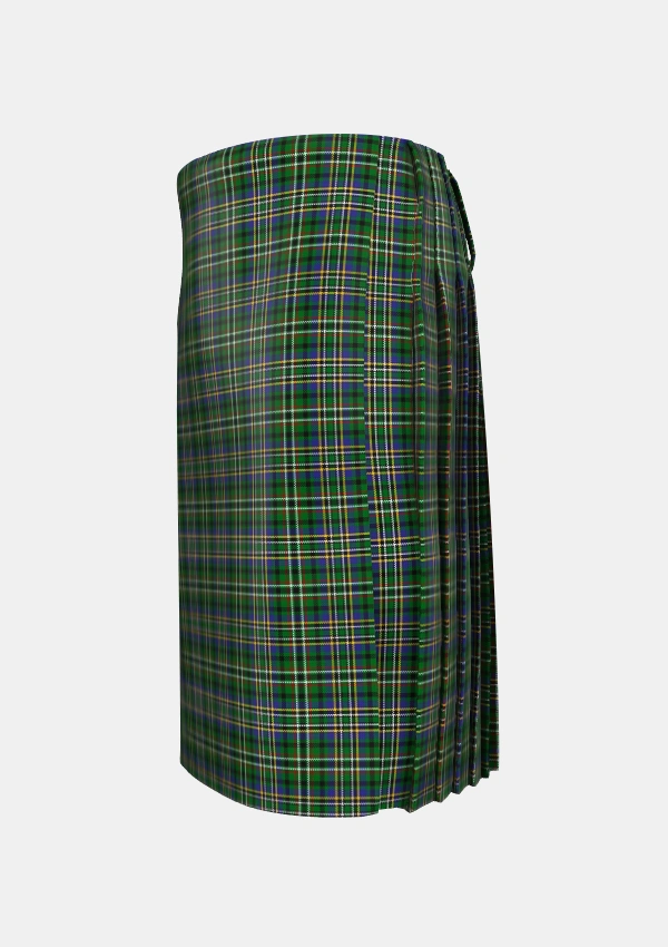 Traditional_Scott_Green_Tartan_825_kilt_left_image_with_pleated_design_and_adjustable_buckles_for_men