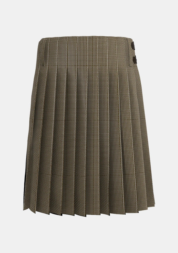 Traditional_Shepherd_Brown_White_Tartan_3205_kilt_back_image_with_pleated_design_and_adjustable_buckles_for_men