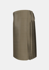 Traditional_Shepherd_Brown_White_Tartan_3205_kilt_left_image_with_pleated_design_and_adjustable_buckles_for_men