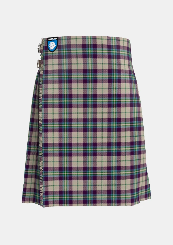 Traditional_Shiel_Purple_Tartan_kilt_front_image_with_pleated_design_and_adjustable_buckles_for_men