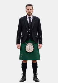 Traditional_Solid_Green_Tartan_Kilt_and_Argyle_Jacket_Kilt_Outfits_front_image