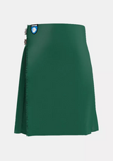 Traditional_Solid_Green_Tartan_kilt_front_image_with_pleated_design_and_adjustable_buckles_for_men