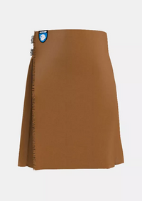 Traditional_Solid_Light_Brown_Tartan_kilt_front_image_with_pleated_design_and_adjustable_buckles_for_men