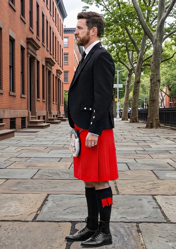Traditional_Solid_Red_Tartan_Kilt_and_Argyle_Jacket_Kilt_Outfit_left_image
