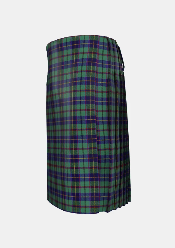 Traditional_Stephenson_Tartan_kilt_517_left_image_with_pleated_design_and_adjustable_buckles_for_men
