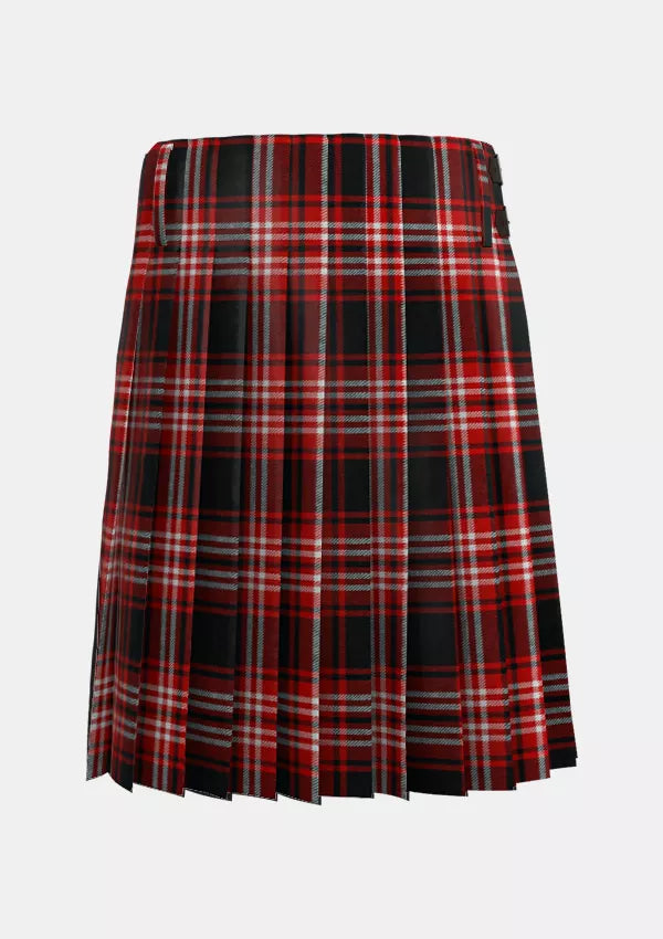 Traditional_Tweedside_Red_Tartan_kilt_back_image_with_pleated_design_and_adjustable_buckles_for_men