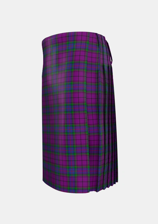 Traditional_Wardlaw_Tartan_6600_kilt_left_image_with_pleated_design_and_adjustable_buckles_for_men