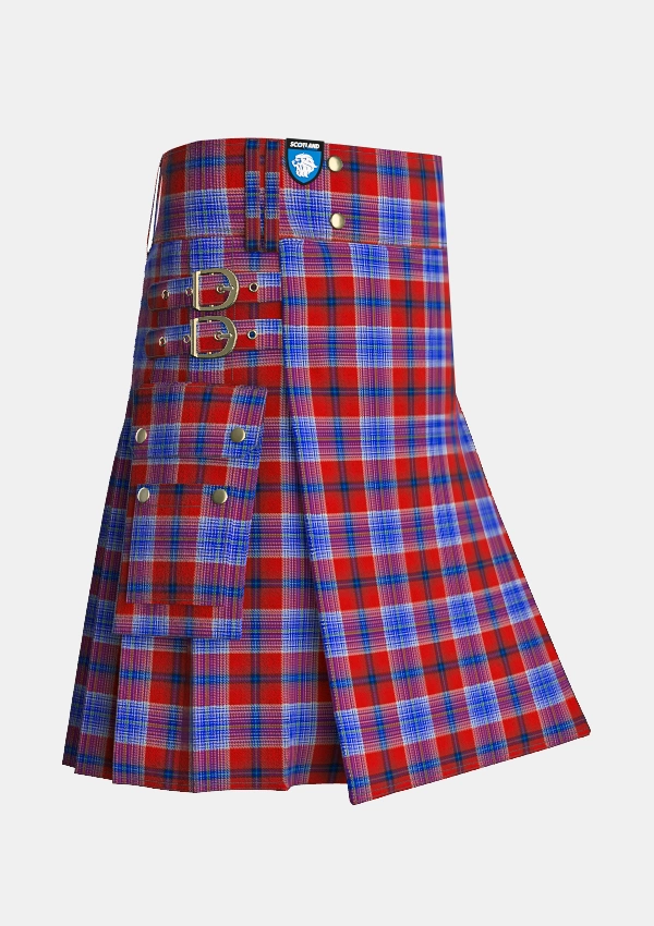 Utility_A_J_Gallacher_Tartan_10053_kilt_side_image_with_pleated_design_and_adjustable_buckles_for_men