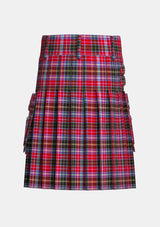 Utility_Aberdeen_tartan_1801_kilt_back_image_with_pleated_design_and_adjustable_buckles_for_men