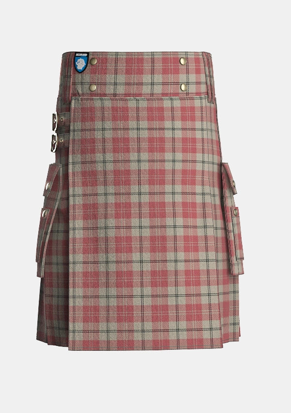Utility_Ailsa_Pink_Tartan_7587_kilt_front_image_with_pleated_design_and_adjustable_buckles_for_men