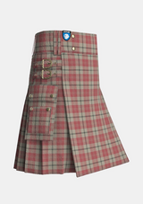 Utility_Ailsa_Pink_Tartan_7587_kilt_side_image_with_pleated_design_and_adjustable_buckles_for_men