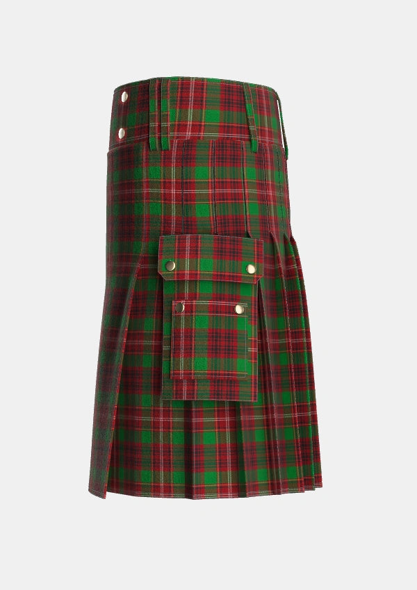 Utility_Ainslie_2_Tartan_2673_kilt_left_image_with_pleated_design_and_adjustable_buckles_for_men