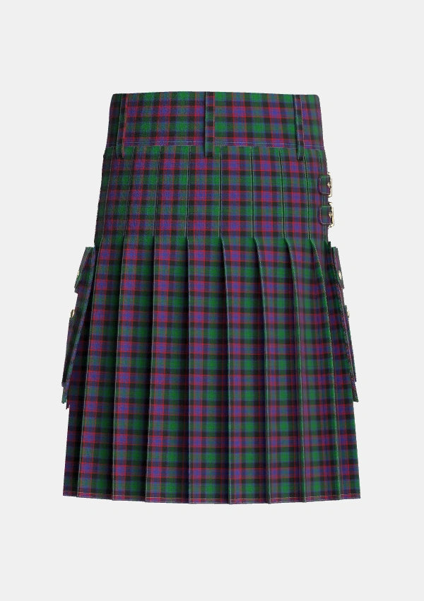 Utility_Alexander_Hunting_Personal_Tartan_411_kilt_back_image_with_pleated_design_and_adjustable_buckles_for_men