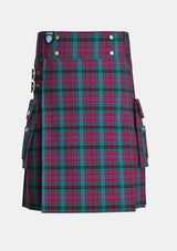 Utility_Alma_College_Tartan_kilt_front_image_with_pleated_design_and_adjustable_buckles_for_men