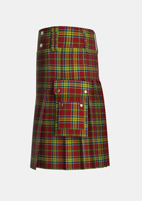 Utility_Antrim_County_Crest_Range_Tartan_7448_kilt_left_image_with_pleated_design_and_adjustable_buckles_for_men