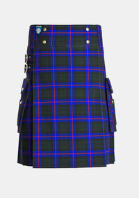 Utility_Armstrong_Scottish_Tartan_kilt_front_image_with_pleated_design_and_adjustable_buckles_for_men