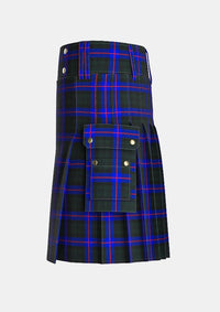 Utility_Armstrong_Scottish_Tartan_kilt_left_image_with_pleated_design_and_adjustable_buckles_for_men