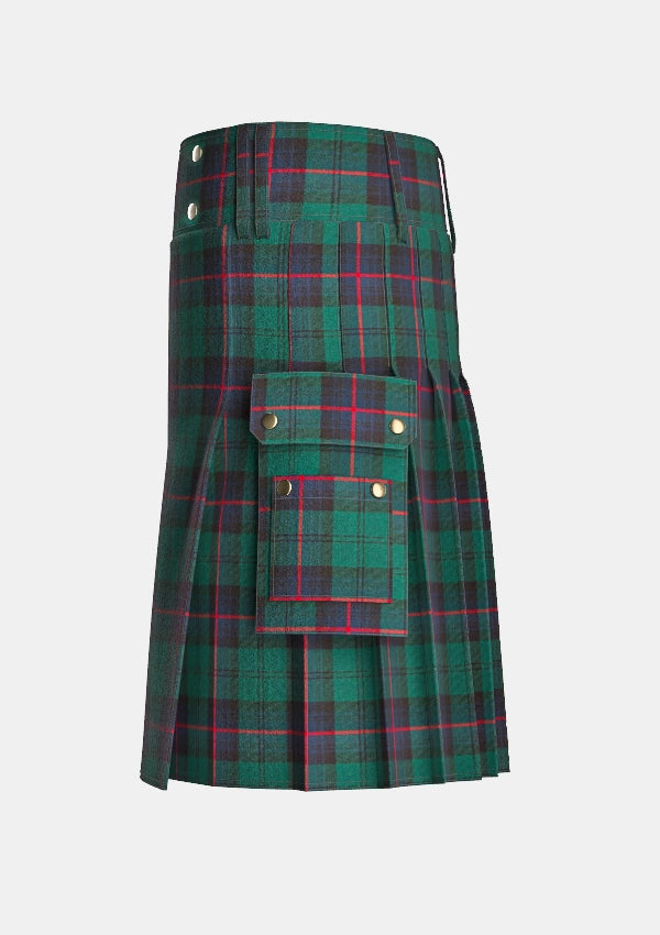 Utility_Armstrong_tartan_kilt_left_image_with_pleated_design_and_adjustable_buckles_for_men