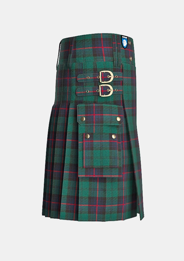 Utility_Armstrong_tartan_kilt_right_image_with_pleated_design_and_adjustable_buckles_for_men