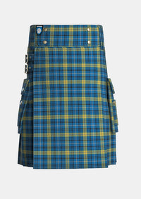 Utility_Avalon_Carroll_House_Tartan_6362_kilt_front_image_with_pleated_design_and_adjustable_buckles_for_men