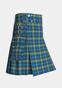 Utility_Avalon_Carroll_House_Tartan_6362_kilt_side_image_with_pleated_design_and_adjustable_buckles_for_men