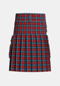 Utility_Baillie_of_Polkemmet_Red_Tartan_1008_kilt_back_image_with_pleated_design_and_adjustable_buckles_for_men