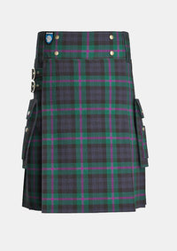 Utility_Baird_tartan_kilt_front_image_with_pleated_design_and_adjustable_buckles_for_men