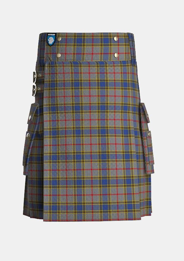 Utility_Balfour_Tartan_683_kilt_front_image_with_pleated_design_and_adjustable_buckles_for_men