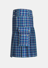 Utility_Bannockbane_Light_Blue_tartan_27_kilt_left_image_with_pleated_design_and_adjustable_buckles_for_men