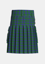 Utility_Barclay_Green_Tartan_705_kilt_back_image_with_pleated_design_and_adjustable_buckles_for_men