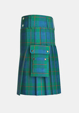Utility_Barclay_Hunting_Ancient_Tartan_kilt_left_image_with_pleated_design_and_adjustable_buckles_for_men