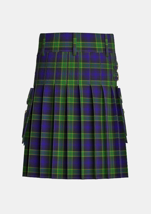 Utility_Barnes_Hunting_Tartan_2244_kilt_back_image_with_pleated_design_and_adjustable_buckles_for_men