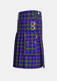 Utility_Barrett,_William_Stewart_Tartan_13843_kilt_right_image_with_pleated_design_and_adjustable_buckles_for_men