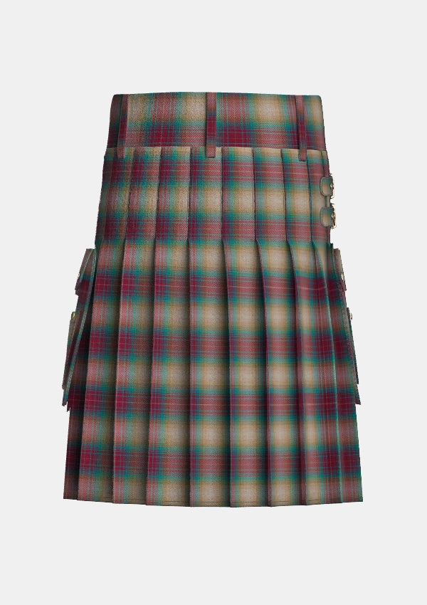Utility_Beach_Berry_Tartan_14101_kilt_back_image_with_pleated_design_and_adjustable_buckles_for_men