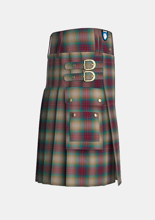 Utility_Beach_Berry_Tartan_14101_kilt_right_image_with_pleated_design_and_adjustable_buckles_for_men