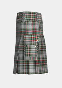 Utility_Beckett_Beaumont_Tartan_kilt_left_image_with_pleated_design_and_adjustable_buckles_for_men