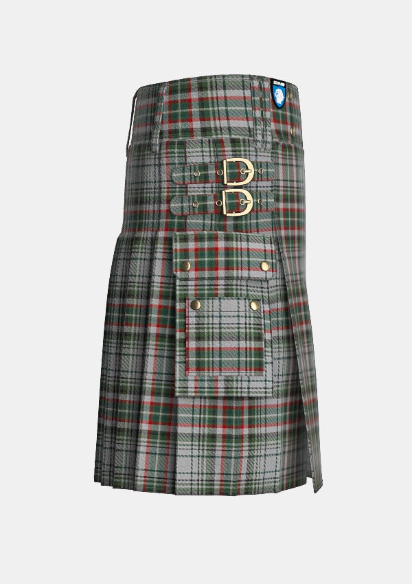 Utility_Beckett_Beaumont_Tartan_kilt_right_image_with_pleated_design_and_adjustable_buckles_for_men