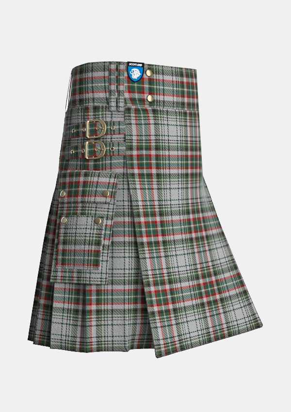 Utility_Beckett_Beaumont_Tartan_kilt_side_image_with_pleated_design_and_adjustable_buckles_for_men