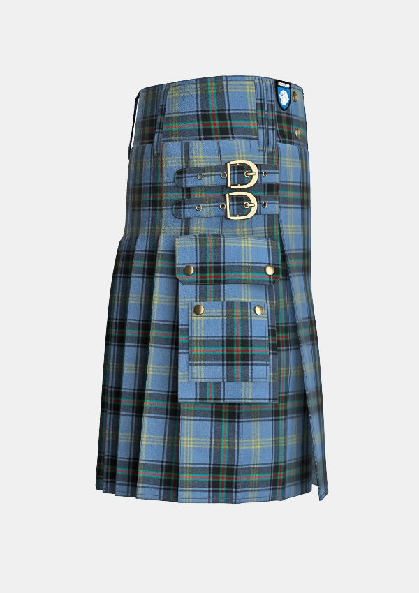 Utility_Bell_of_The_Borders_Tartan_kilt_right_image_with_pleated_design_and_adjustable_buckles_for_men